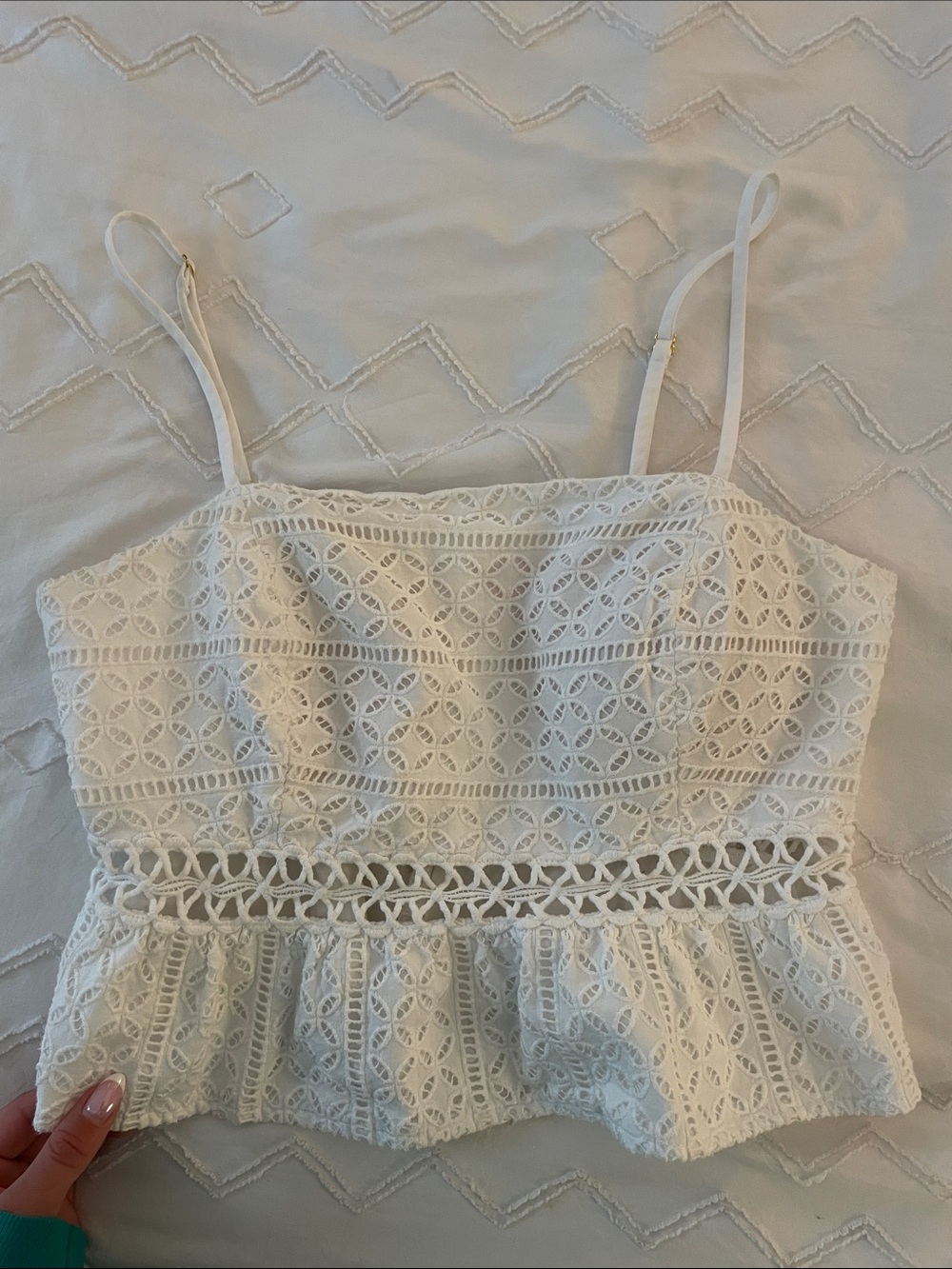 Lily Pulitzer White Lace Peplum Cami Top